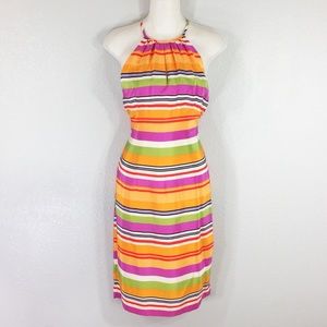🌹🌹NWT Elizabeth Scott silk stripe halter dress
